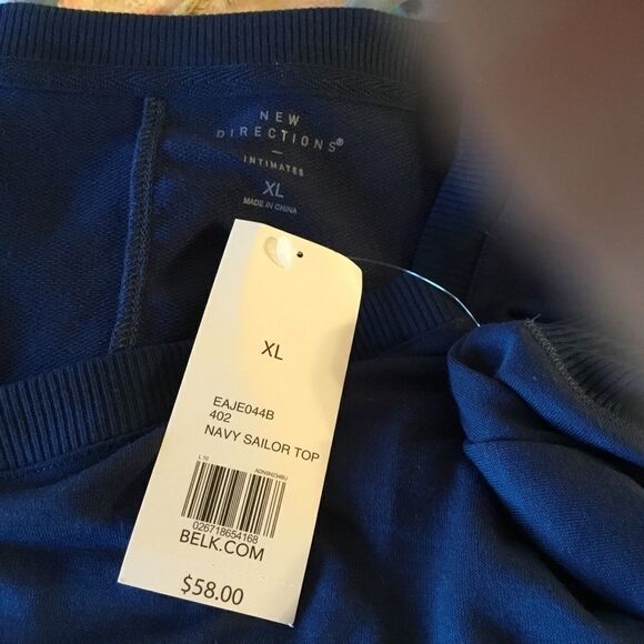 NWT New Directions XL PJ Top L/S Blue - Picture 8 of 9